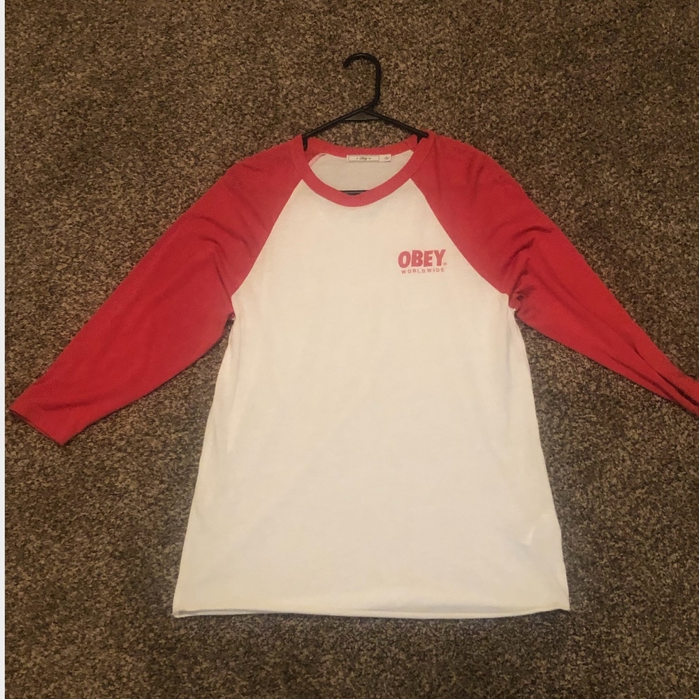 OBEY girls 3/4 sleeve baseball tee